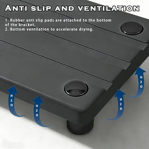 2PCS Instant Dry Sink Caddy for Bathroom Counter, Durable Kitchen Sink Organizer, Diatomite Stone Drying Tray, Upgrade Water Absorbing Stone Tray for Sink, Anti-Slip Stone Soap Tray -Dark Gray - Image 6