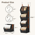 Homsorout Hanging Closet Organizer 4 Tier - Clothes Hanging Shelves, Space-Saving Closet System, Fabric Storage Bins Bedroom Organization, Collapsible Baskets for Home, Dorm, Rv, Black - Image 6