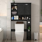 Halitaa Toilet Rack with 2 Sliding Barn Doors, Black - Image 3