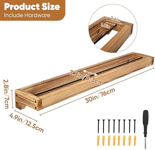Nisorpa 30 Inch Rustic Burnt Wood Hanging Shoe Rack, Set of 4 - Image 2