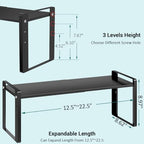 2 Pack Expandable Cabinet Organizer Shelves, 88lbs High Weight Capacity, Stackable Heavy-Duty Metal Storage Rack, Adjustable Cabinet Shelf for Kitchen, Pantry, Cupboard, Under Sink, Black - Image 3