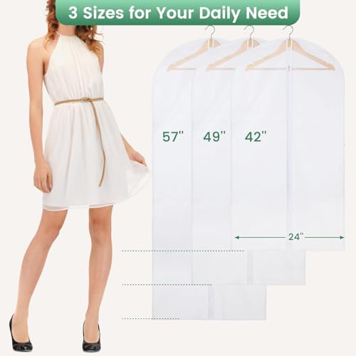 Carbrea 12 Pack Translucent Garment Bags for Hanging Clohes - 24" x 49" - Image 2