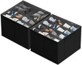 SUOCO 2 Pack Shoe Organizer for Closet, Fits up to 32 Pairs, Small Space Shoe Storage Boxes Bins Containers w/Adjustable Dividers and Clear Top, Black by SUOCO