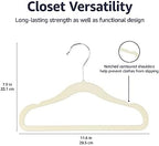Amazon Basics Kids Space Saving Velvet Non-Slip Clothes Hangers with Shoulder Notches, Sturdy Construction for Closet Organization, 11.6", Beige, 30-Pack - Image 5