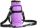 Nuovoware Water Bottle Carrier Bag, 25oz/32oz Bottle Pouch Holder, Adjustable Shoulder Hand Strap 2 Pocket Sling Neoprene Sleeve Sports Water Bottle Bag for Men Women Hiking Travel, Taro Purple by NUOVOWARE
