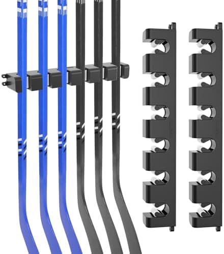 Hikeen Hockey Stick Wall Mount, Enhanced Stability Ice Hockey Stick Display Holder, Space-Saving Hockey Stick Organizer Holds up to 6 Sticks for Any Home Office Wall by Hikeen