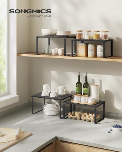 SONGMICS Cabinet Organizer Shelf, Set of 4 Spice Rack, Kitchen Storage - Image 3