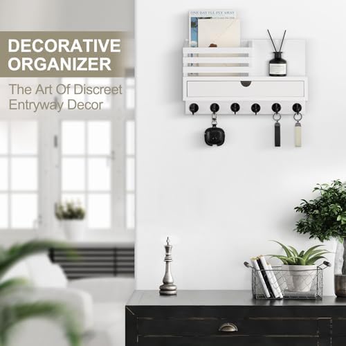 Key Holder Wall Mount, Mail Holder with Storage Drawer - Image 4