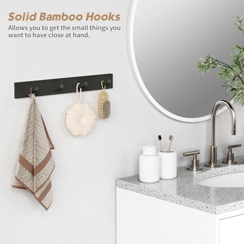 Forbena Black Coat Rack Wall Mount 4-Pack, Rustic Farmhouse Coat Hooks for Wall, Vertical Hanging Hat Rack for Office, Bedroom, Closet, Small Spaces, Kids Room Clothes, Entryway Shoes - 16 Pegs - Image 4
