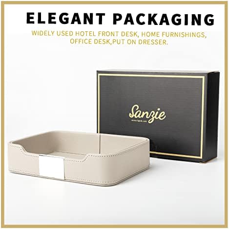 SANZIE Leather Tray Organizer, Valet Tray Key Tray (Metal Silvered, Grey) - Image 5