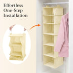 Lifewit Hanging Closet Organizer and Storage for Clothes 6 Tier | Portable, Foldable, Fabric, Top of Shelves with 2 Sturdy Hooks, Clothing Organization for Wardrobe, Dorm, Bedroom, Beige - Image 6