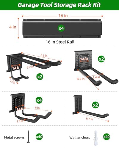 PIYILO 64 in Garage Tool Organizer Wall Mount, Adjustable Tool Storage Rack - Image 4