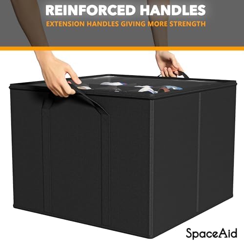 SpaceAid Shoe Organizer for Closet, 2 Pack Foldable Shoe Storage Containers Baskets Boxes Bins w/Adjustable Dividers, Fits 16-32 Pairs, Black - Image 5