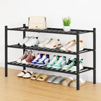 Smiry Bamboo Shoe Rack, 16 Vertical Slats, 3 Tier - 33.7" Wide, Black by Smiry
