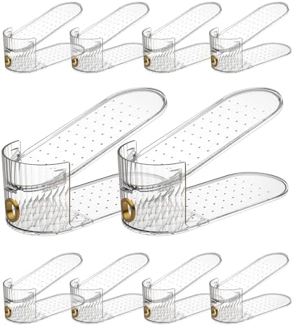 Clear 10 Pack Shoe Slot Organizer, Shoe Stacker Organizer Holders for A Pair of Shoes, Adjustable Thickening Double Layer 50% Shoe Space Saver Rack Storage for Closet (clear, 10 Pack) - Image 2
