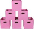 Fabric storage bins Cubes, Fabric Cube Organizer with Handle, Foldable Cube Bins for Cloth or Accessary Storage, 11x11x11, Set of 6, (Pink) by Yunkeeper