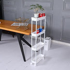 Sooyee 4 Tier Slim Rolling Cart, Utility Storage Cart with Wheels,White - Image 6