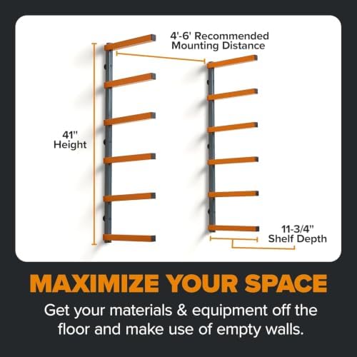 BORA Wood Rack, 6-Level Wall Mount Lumber Storage Rack for Wood Storage - Image 2