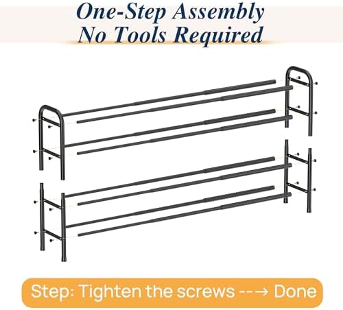 ENJOYBASICS 4 Tier Expandable Shoe Rack, Metal Small Shoes Shelf, Black - Image 7