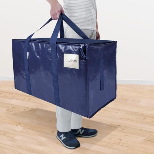 TICONN 4 Pack Extra Large Moving Bags Heavy Duty with Zippers & Carrying Handles, Durable Storage Bags Moving Boxes for Closet Organizers and Storage (4 Pack, Navy) - Image 2