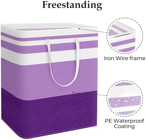 StorageRight Laundry Basket Hamper, 125L Collapsible Clothes Storage, Purple - Image 3