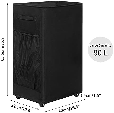 Chrislley Rolling Laundry Basket, 90L Foldable Laundry Hamper with Wheels - Image 2