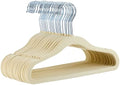 Amazon Basics Kids Space Saving Velvet Non-Slip Clothes Hangers with Shoulder Notches, Sturdy Construction for Closet Organization, 11.6", Beige, 30-Pack by AmazonBasics