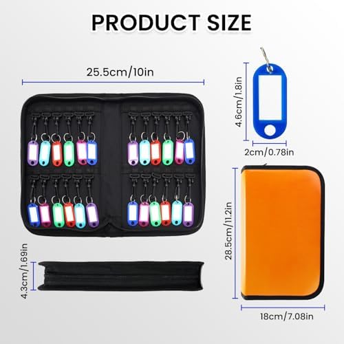 Zippered Key Case, Key Organizer, Fireproof and Waterproof Key Binder with 24 Hooks and Tags Portable Key Storage Book for Offices Real Estate Agencies Hotels and Rental Management - Image 5
