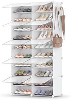 SONGMICS Shoe Rack, 10-Tier with Doors, 40-Pair Storage Cabinet | Shoe Organizer, Steel Frame, Plastic Panel, Bedroom, Entryway, Cloud White and Transparent, DAMION Collection ULPC035W01 by Unknown