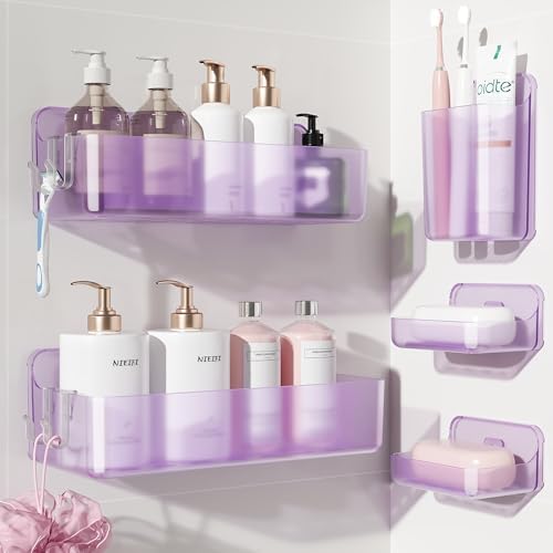 Nieifi Adhesive Shower Shelves, Purple, 5 Pieces by Nieifi