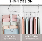 MORALVE Pants Hangers Space Saving - 2 Pack - Non-Slip Multi-Layer Space Saving Hangers - Multifunctional Clothing Rack for Closet Storage - Ideal for Jeans, Trousers, Skirts, Scarves & Slacks (White) - Image 3