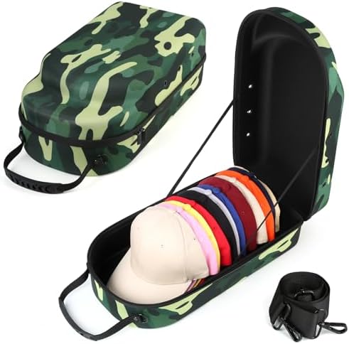 GERMUN Hard baseball hat case, Hat Carrier Travel Case with Adjustable Shoulder Strap, Hat cap case for 12 Baseball Caps - Perfect for Traveling & At-Home Storage (Camo Green) - Image 7