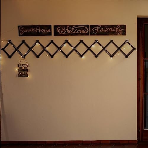 SKOLOO Accordion Wall Hanger with 28 Hooks, Modern Expandable Coat Rack Hat Rack for Wall, Solid Wooden, Dark Walnut Color - Image 6