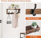dreampossible Coat Rack Wall Mount with Shelf, Coat Hanger Wall Mount with Key Hooks and Mail Holder, Wood Entryway Floating Shelf with Hooks and Storage, Hat Rack for Wall Key Holder Mail Organizer - Image 2