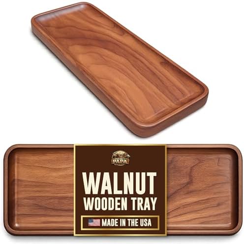 Solid Walnut Tray 11.75 x 4.75, Handmade Wooden Catchall Tray, Rectangle by ProjectPapa