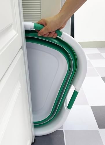 SAMMART 40L (10.5 gallon) Collapsible Plastic Laundry Hamper - Foldable Pop Up Storage Container/Organizer - Portable Washing Tub - Space Saving Basket (1, White/Winter Green) - Image 6