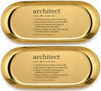 Pawpy Mate Catchall Tray Set of 2, Stainless Steel Oval Gold Decorative Tray, 7x3 Inch, Rust Resistant Stackable Vanity Tray, Modern Polished Finish for Bathroom, Nightstand, and Entryway by Unknown