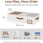 StorageWorks 5 Inch Low Profile Under Bed Storage Containers with Clear Lid | Reinforced Structure, Resists Sagging, Handles & Label Holder, Foldable Stackable Closet Storage for Clothes, Blankets, Toys - Image 2