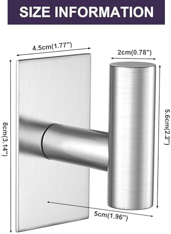VAEHOLD Wall Towel Hooks, Heavy Duty Sticky Holder Waterproof Towel Hooks for Hanging Coat, Clothes, Closet Hook Wall Mount for Kitchen (Silver, 8 Pack) - Image 6