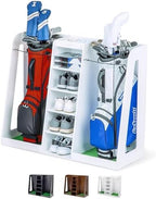 GoSports Premium Wooden Golf Bag Organizer and Storage Rack - Black, White or Brown Finish - Holds 2 Golf Bags by GoSports