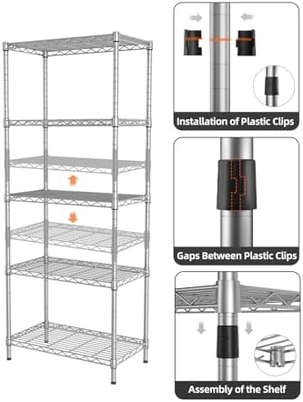 SINGAYE 5 Metal Shelves Wire Shelving Storage Shelf Adjustable Unit Pantry - Image 6