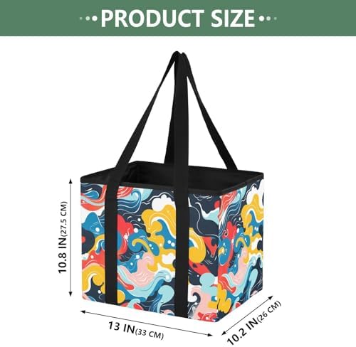 Trunk Organizer Collapsible Car Organizer with Handle Car Storage Box Bin for Groceries SUV Utility Tote Bag Portable Vehicle Container Multicolor Fluid Swirl - Image 2