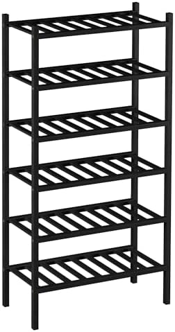 ROMGUAR CRAFT 6-Tier Bamboo Small Shoe Rack, Free Standing Wood Shoe Shelf Storage Organizer for Closet Entryway Stackable (Black) - Image 7