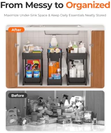 Sevenblue 3-Pack 2-Tier Under Sink Organizers with Sliding Drawers - Image 2