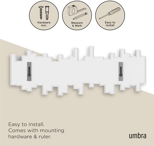 Umbra Sticks Wall Mount Coat Rack, 5 Hook Retractable Pegs, White - Image 6
