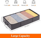 Lifewit Under Bed Storage Bag Organizer with Reinforced Handle Thick Fabric Clear Window Large Capacity Foldable Underbed Storage Container for Clothes Blankets Set of 6 Organization and Storage, Grey - Image 2