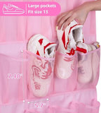 MISSLO Kids Over the Door Shoe Organizer Pink Hanging Shoe Rack Baby Toddler Hanging Shoe Organizer Cute Shoe Holder Girl Room Decor 28 Pockets - Image 3