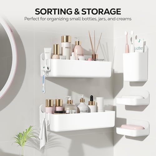 Nieifi Adhesive Shower Shelves, White, 5 Pieces - Image 3