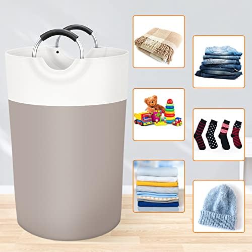 BlissTotes 115L Laundry Basket, Freestanding Collapsible Hamper, Brown - Image 4