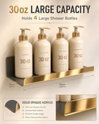 Gold Acrylic Bathroom Shelf Wall Mounted Floating Organizer with Front Lip - Image 6